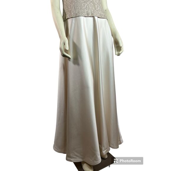 Vintage Y2K Bari Jay Champaign Maxi Dress Gown lace bodice full skirt size 11-12 - Picture 5 of 12